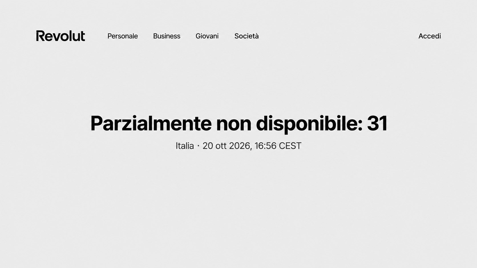 Revolut down il 20 ottobre 2026